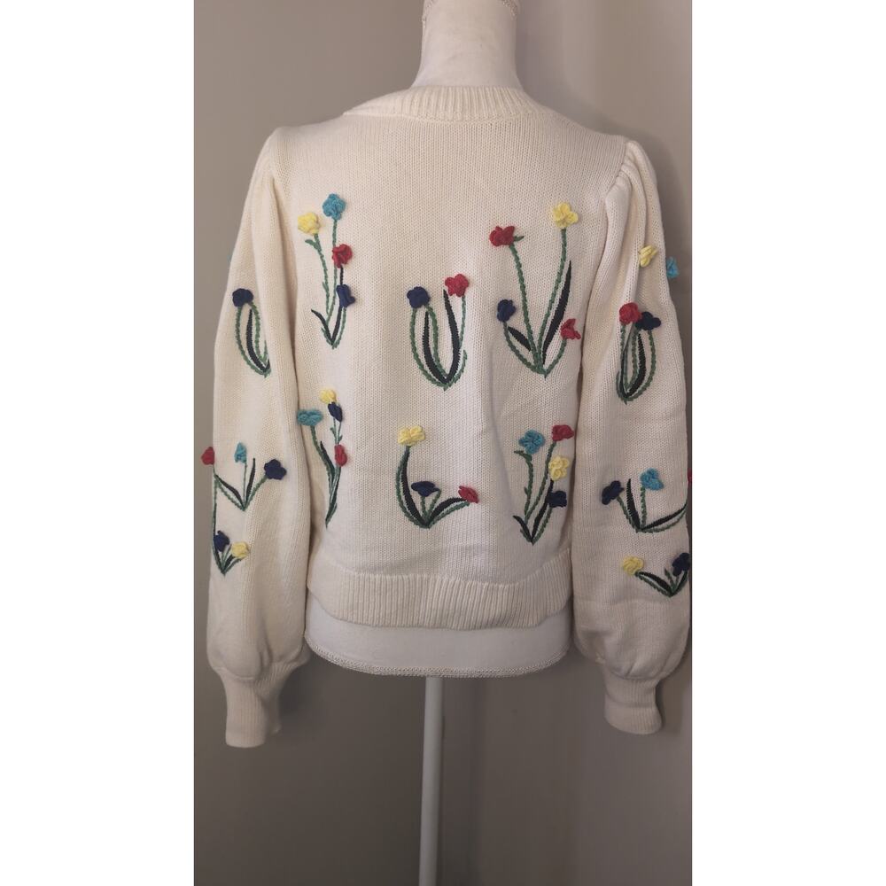 Alice+Olivia Wendell crochet colorful flower sweater - Picture 5 of 9